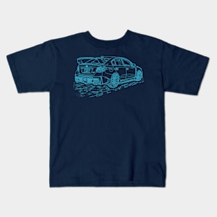 Subie Impreza WRX Evoeye Lineart Blueprint Kids T-Shirt